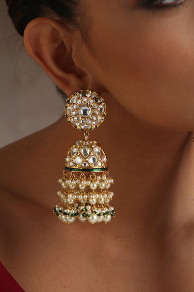 Shrenya Gold Polki Jhumka Earrings