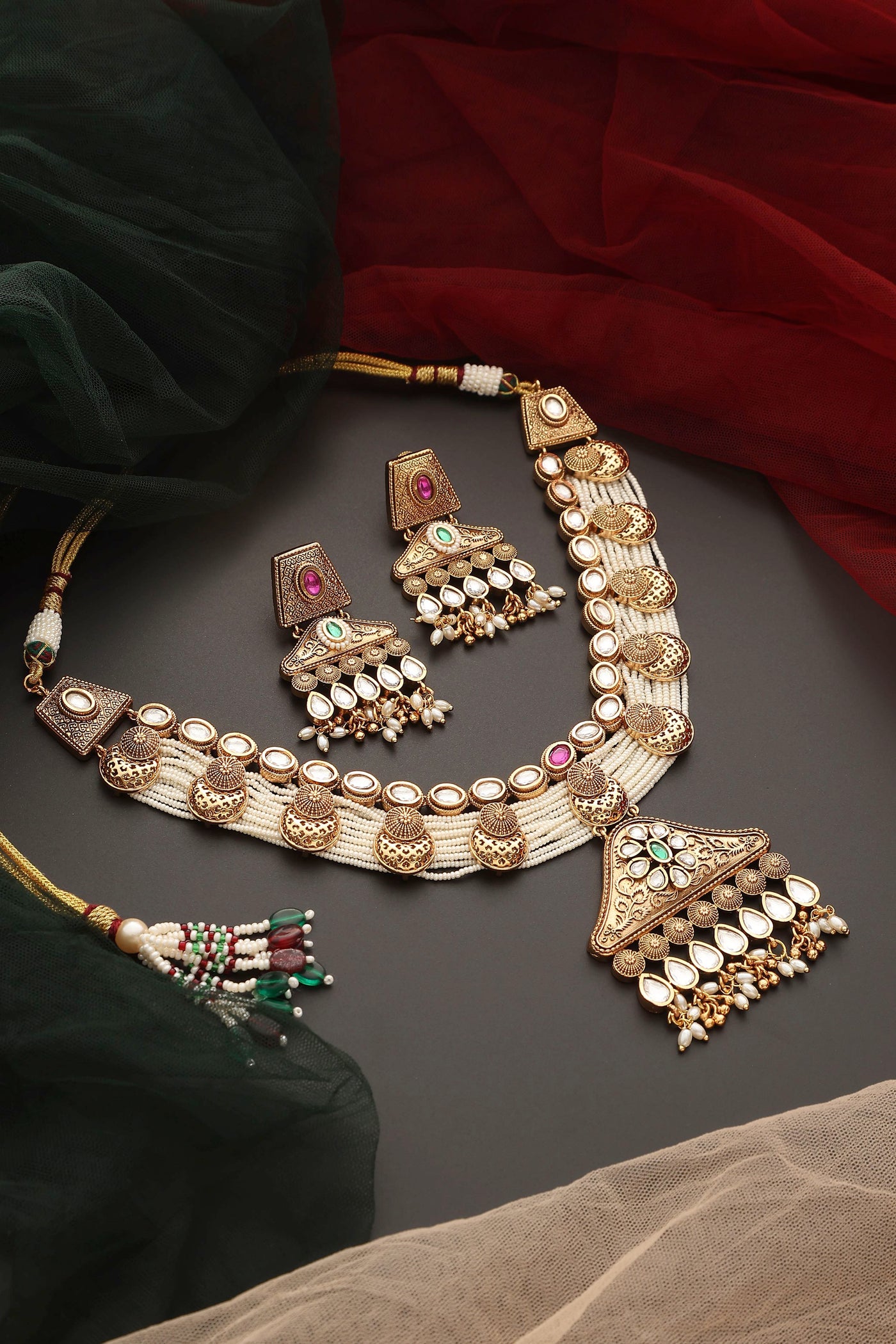 Kashi Gold Plated Temple Necklace Set