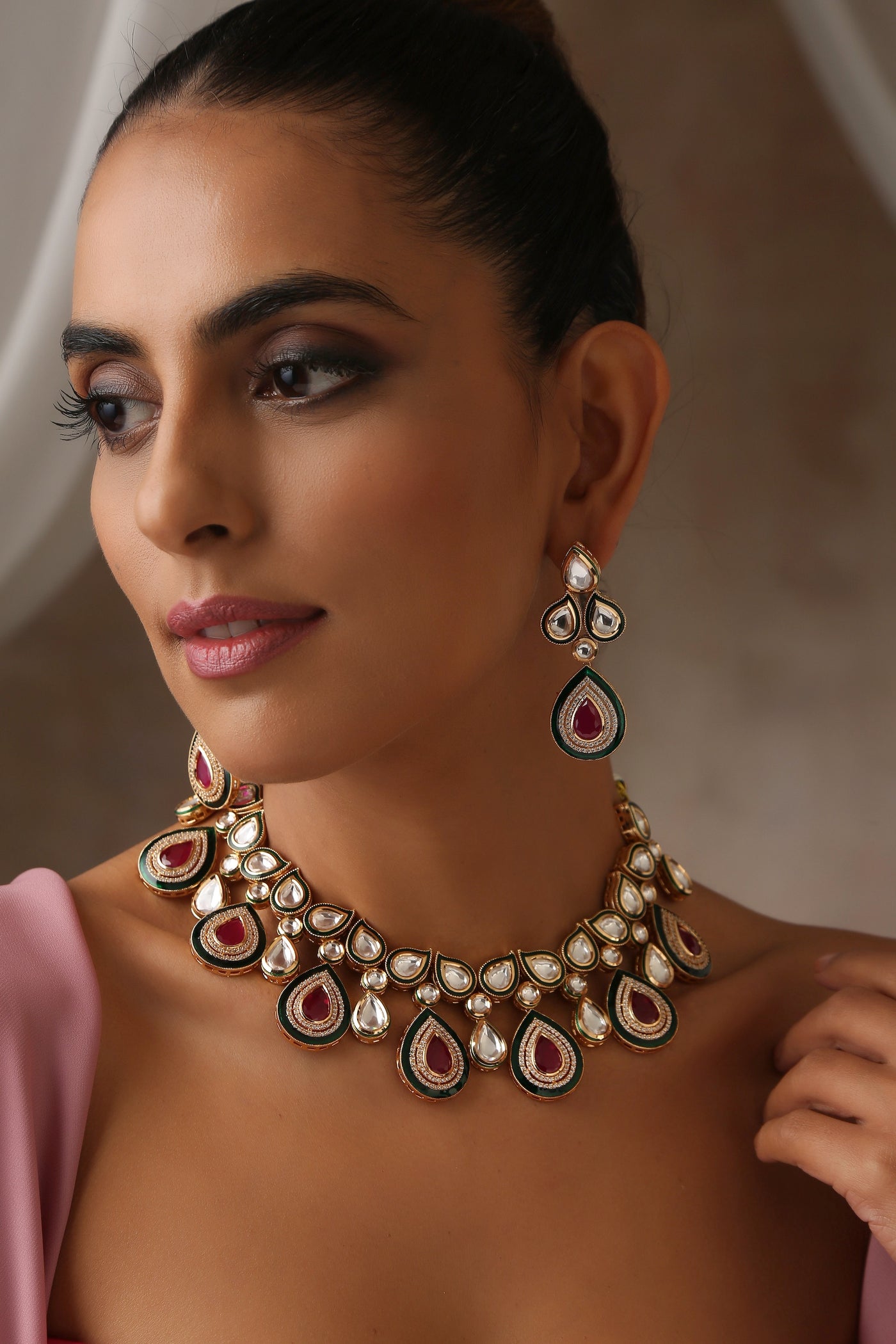 Anviksha Red Kundan Necklace Set
