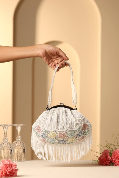Amravati Pearl Embroidery Clutch Hand Bag