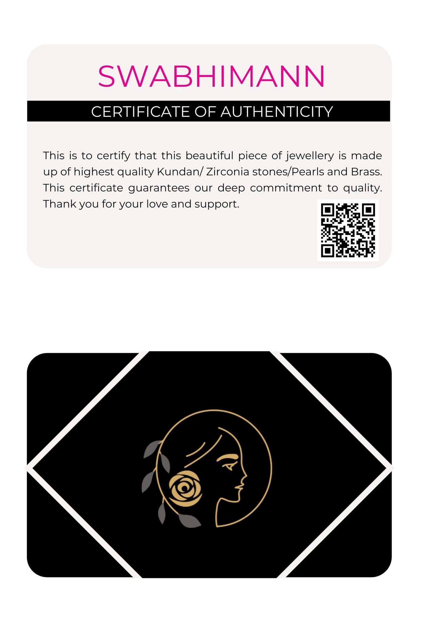 Swabhimann jewellery's certificate of authenticity.