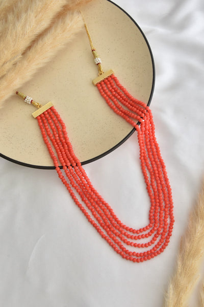 Lovia Orange Beaded Layered Necklace