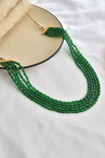 Lovia Green Beaded Layered Necklace