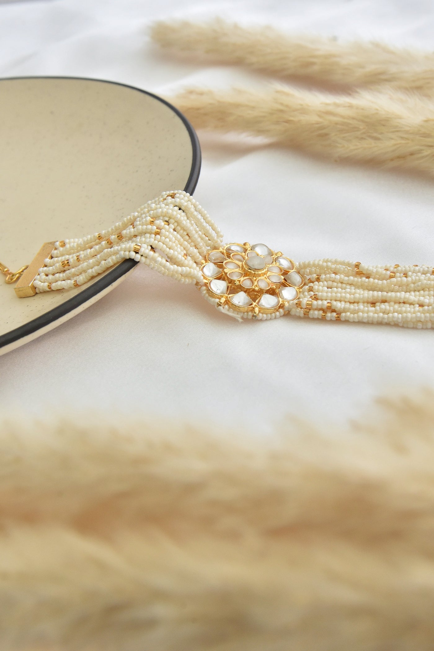 Sanokhi Gold Kundan and Pearl Bracelet