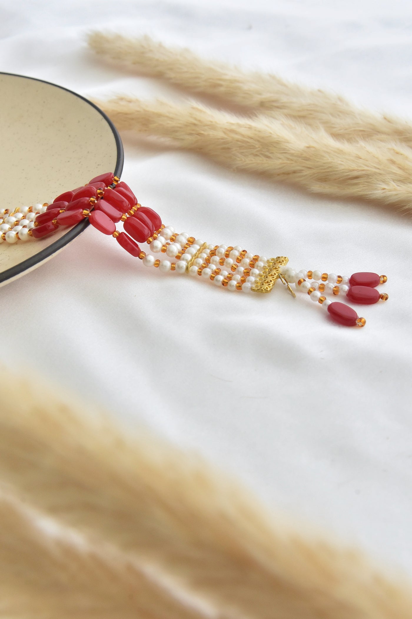 Vivian Red and White Pearl Bracelet
