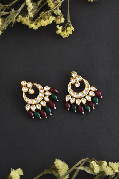 Kriti Multicolour Kundan Chandbali Earrings