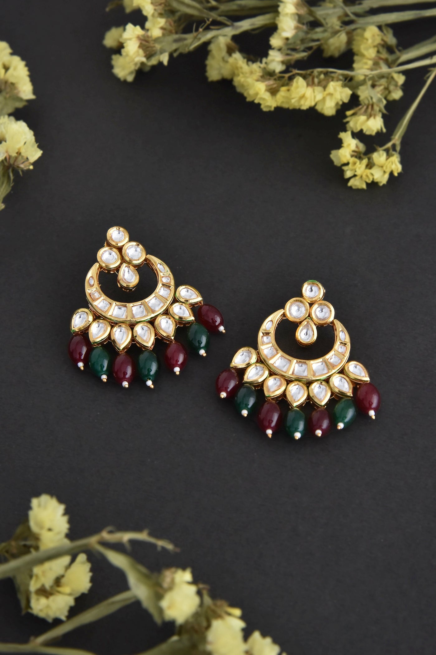Kriti Multicolour Kundan Chandbali Earrings