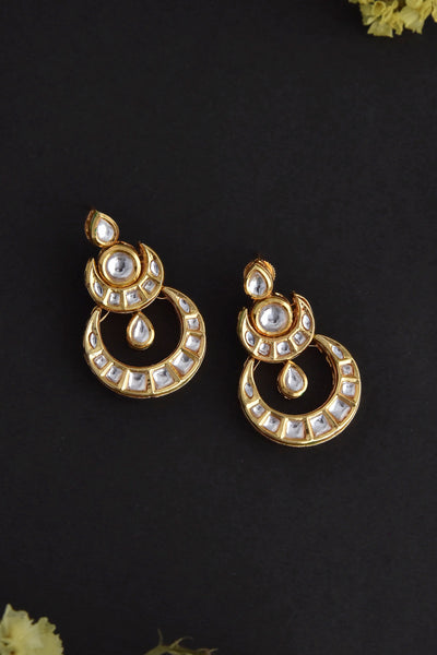 Elan Gold Kundan Chandbali Earrings