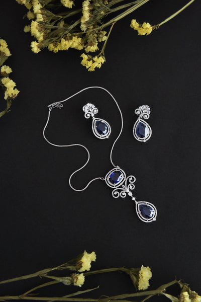 Madison Sapphire Silver Necklace Set