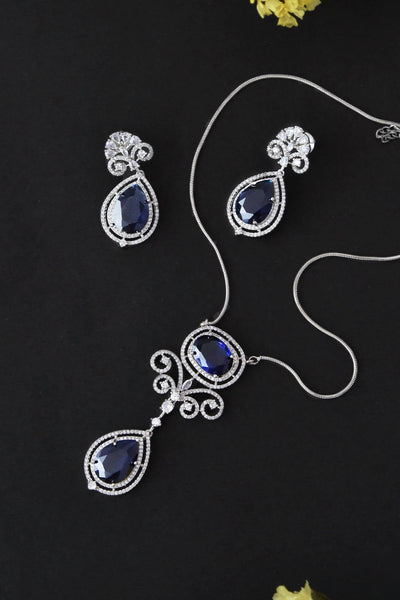 Madison Sapphire Silver Necklace Set