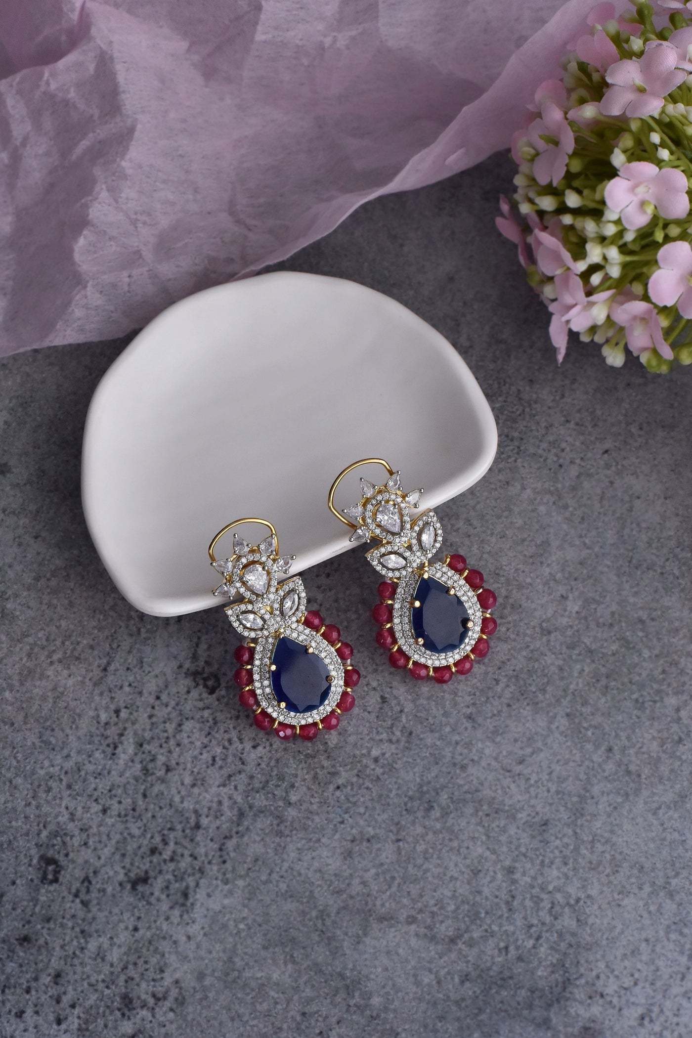 Jane Sapphire and Ruby Zirconia Earrings