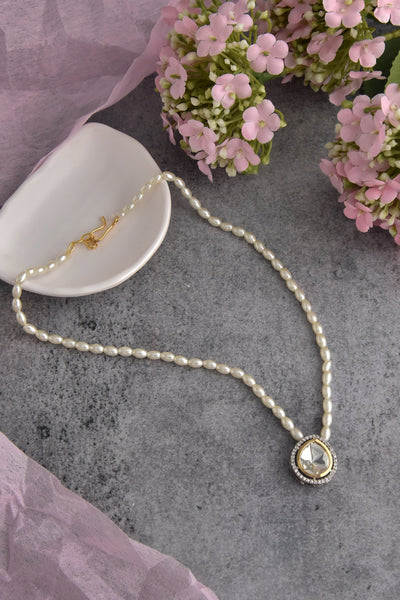Kenny Silver Polki and Pearl Pendant