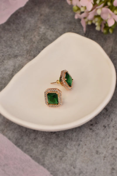 Lune Emerald Stud Earrings