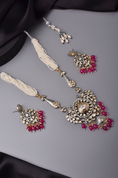 Kamayla Polki and Pearl Long Necklace Set