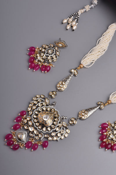 Kamayla Polki and Pearl Long Necklace Set