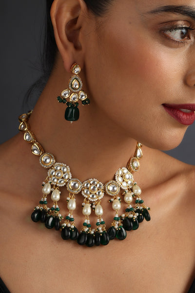 Afiya Green Kundan Necklace Set