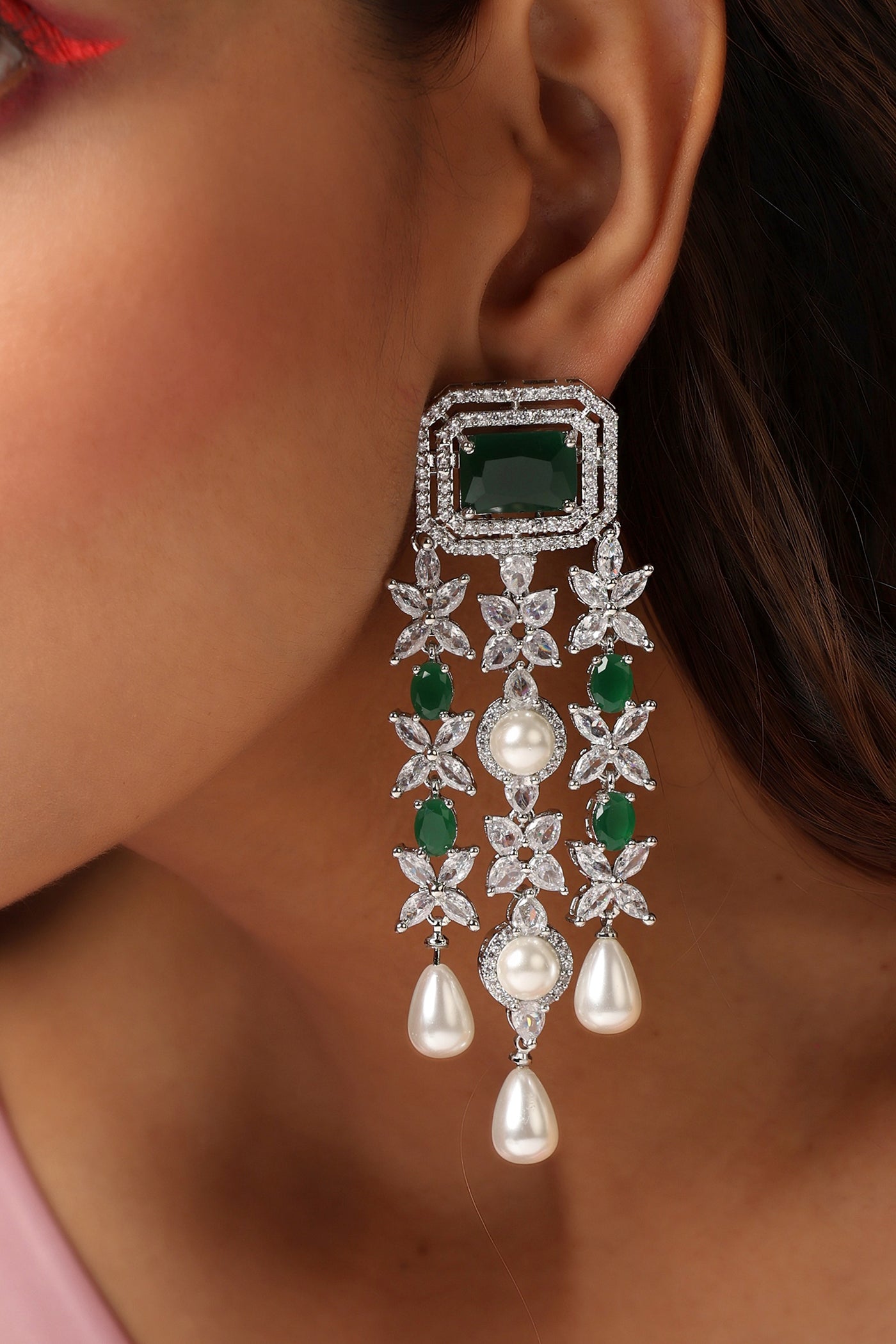 Charlotte Emerald Dangler Earrings
