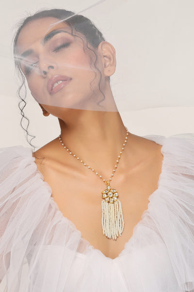 Samni Kundan and Pearl Pendant Necklace
