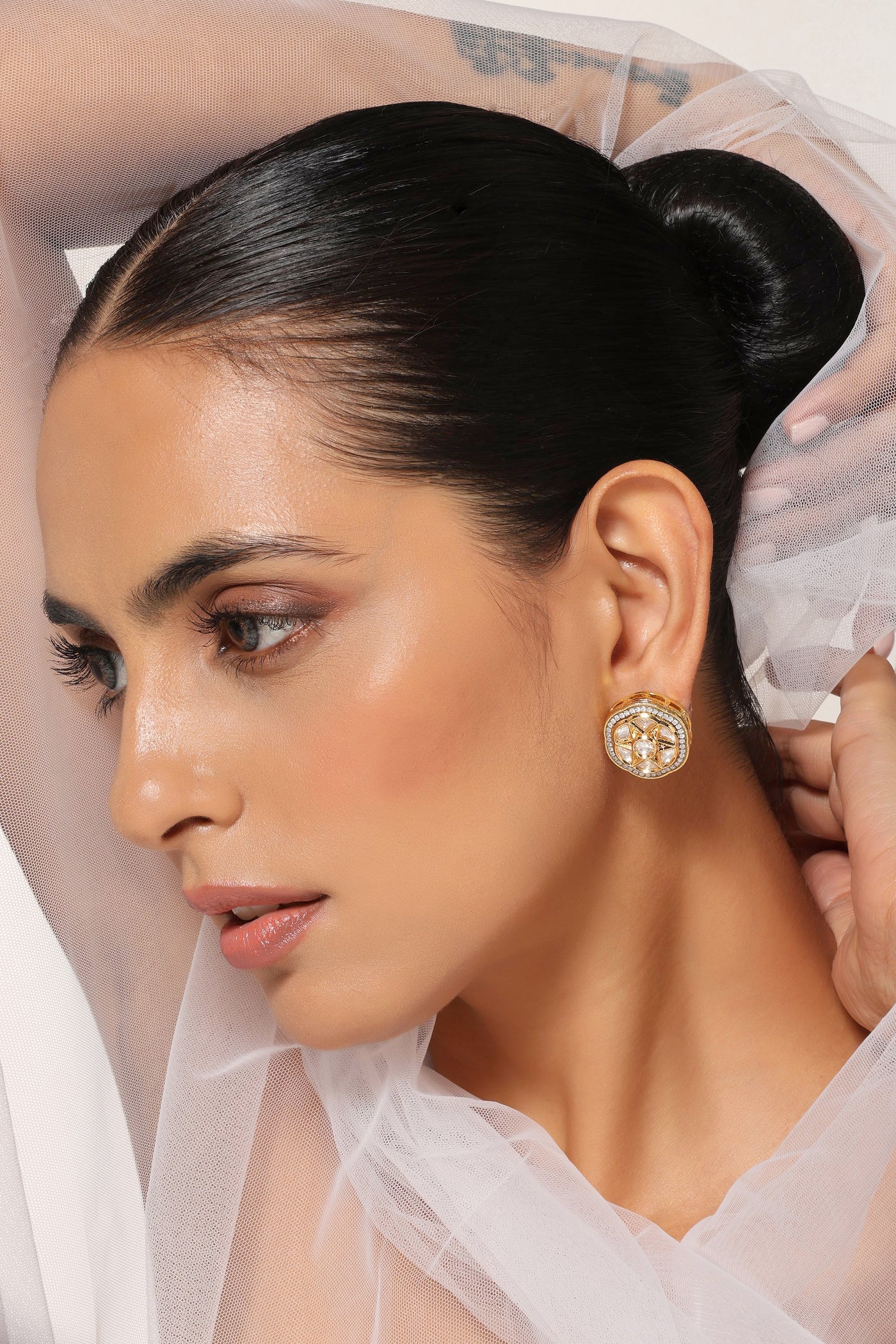 Sukh Gold Kundan Stud Earrings