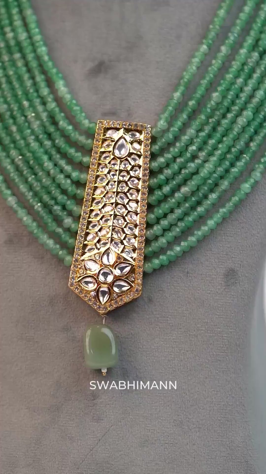 Drishika Green Polki Long Necklace Set