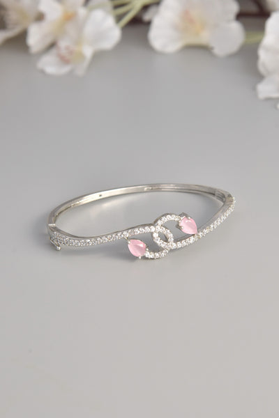 Bella Rose Quartz Silver Plated Zirconia Bracelet