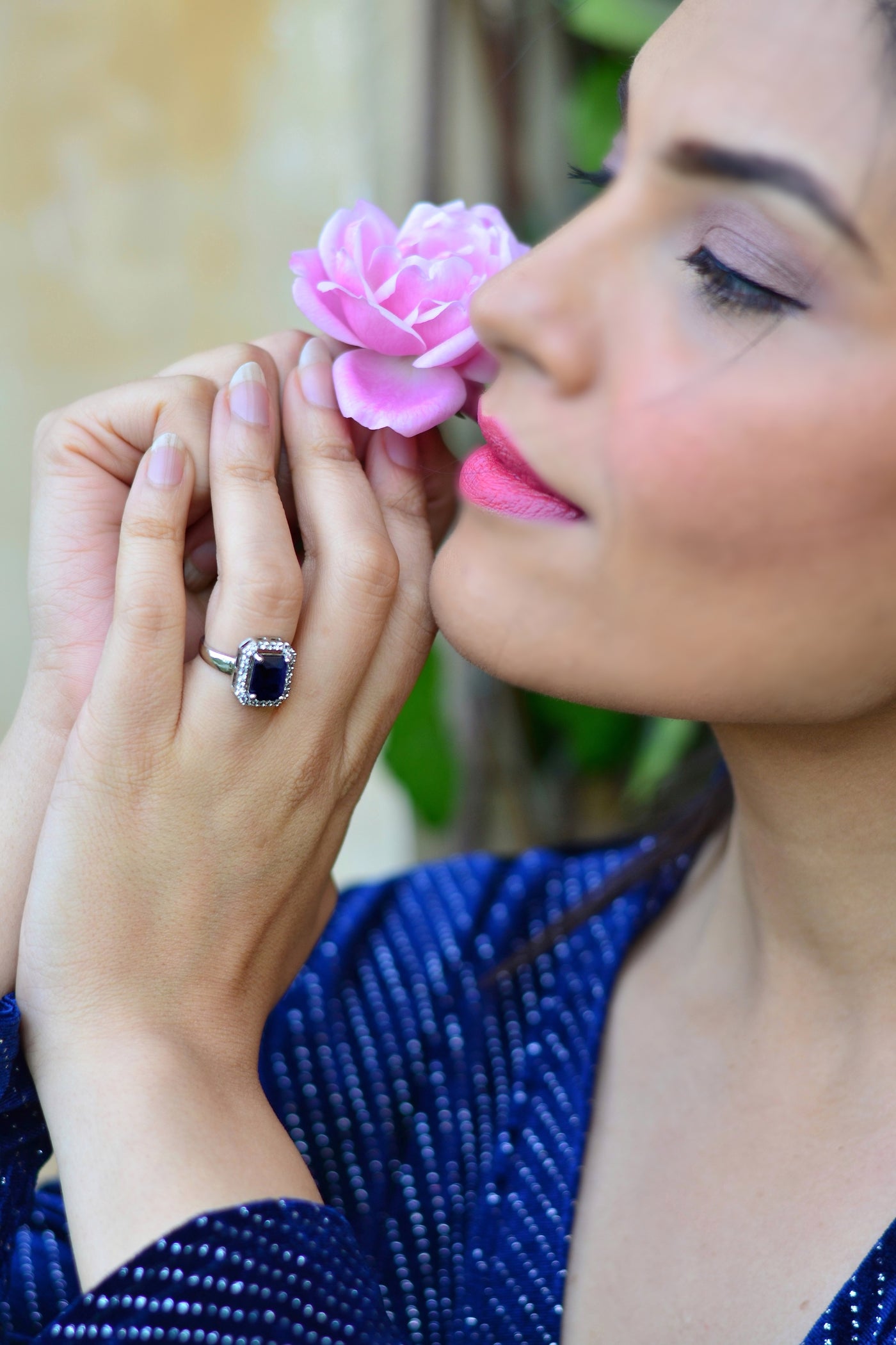 Alicia Silver Plated Zirconia Sapphire Ring