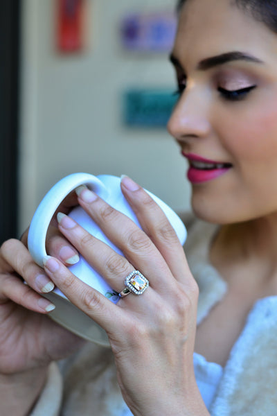 Alicia Silver Plated Zirconia Topaz Ring