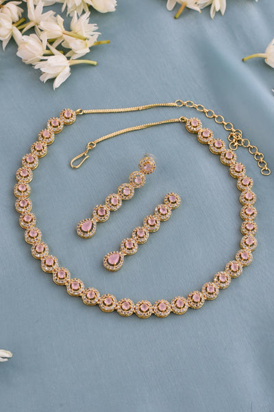 Anayah Rose Quartz Zirconia Single Line Necklace Set
