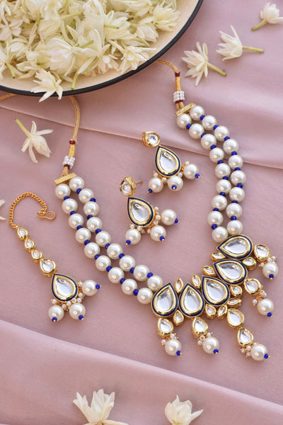 Varini Blue Pearl Necklace Set