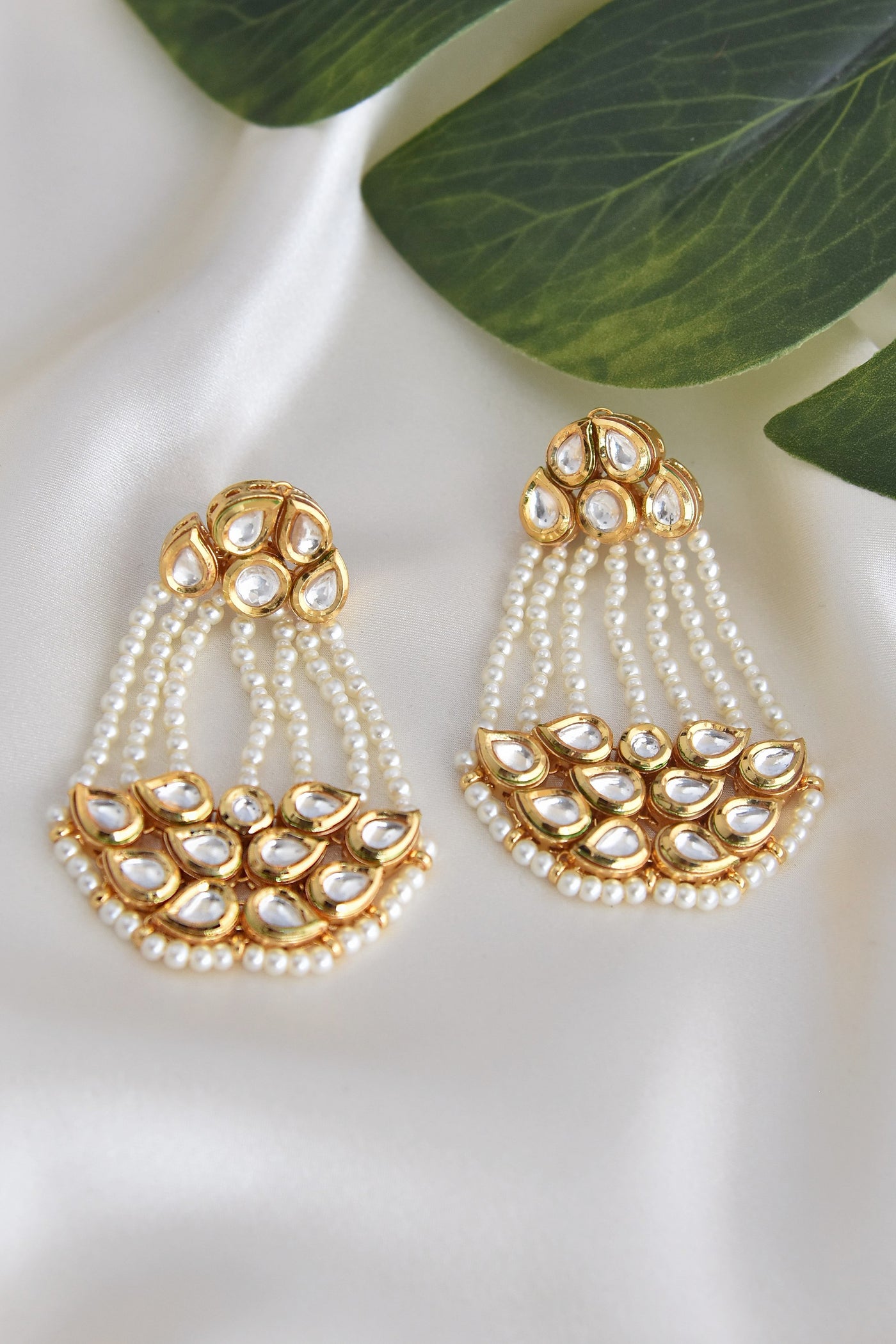 Ashaza Gold Plated Kundan and Pearl Dangler Earrings