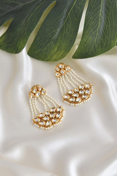 Ashaza Gold Plated Kundan and Pearl Dangler Earrings