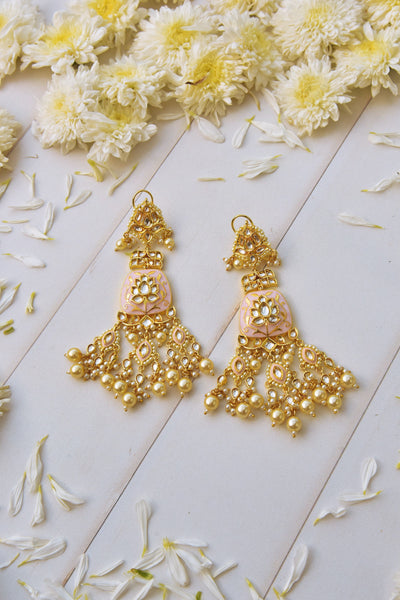 Kavyaa Pink Gold Plated Kundan Dangler Earrings