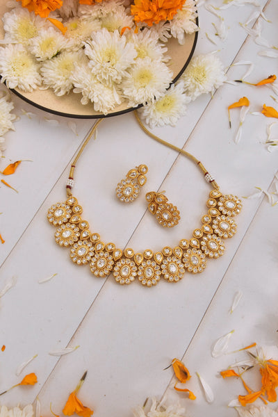 Gaara Gold Plated Kundan Necklace Set