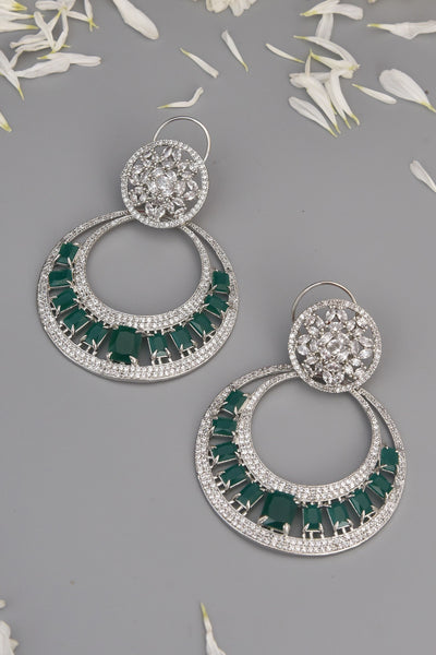Amelie Emerald Zirconia Chandbali Earrings