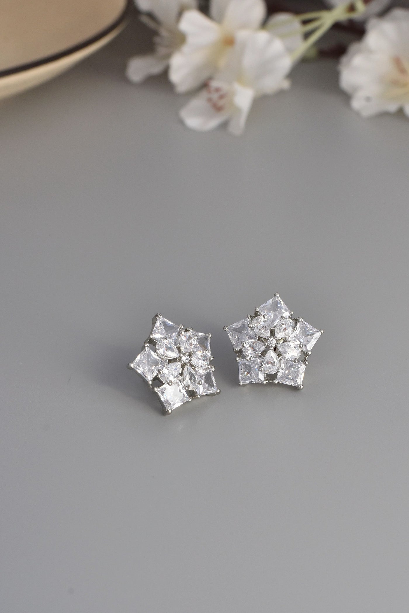 Marty Silver Plated Zirconia Studs