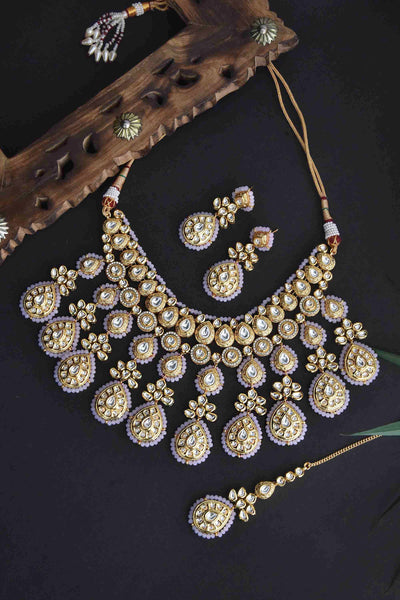 Rivah Gold Plated Kundan Long Necklace Set
