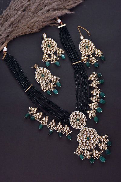 Shayana Green Polki Long Necklace Set