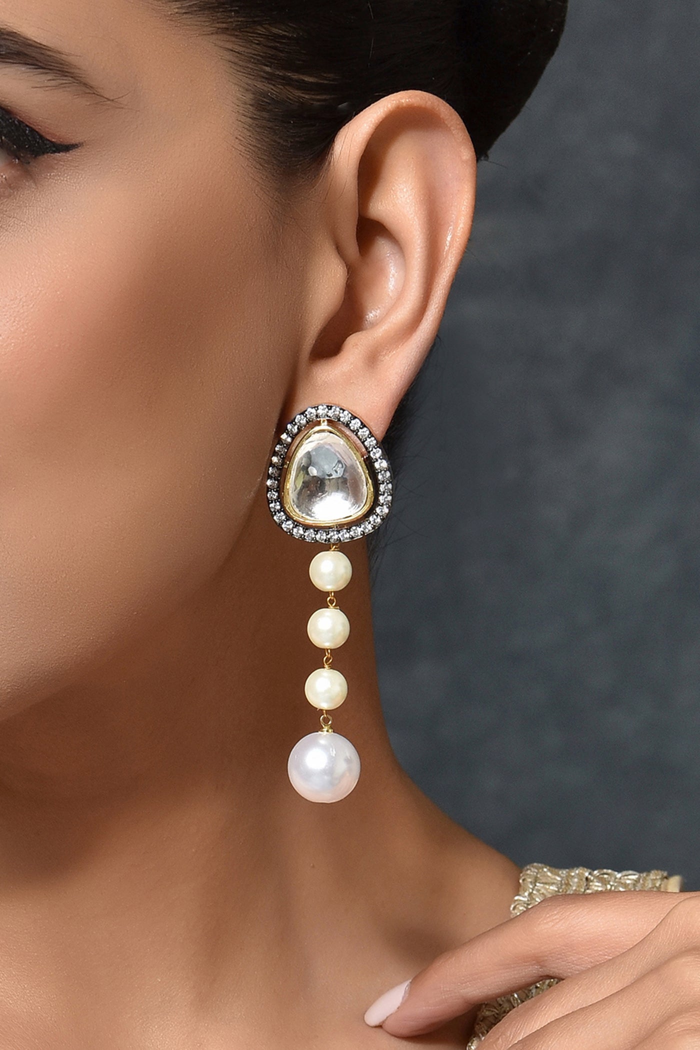 Ludra Polki Pearl Dangler Earrings