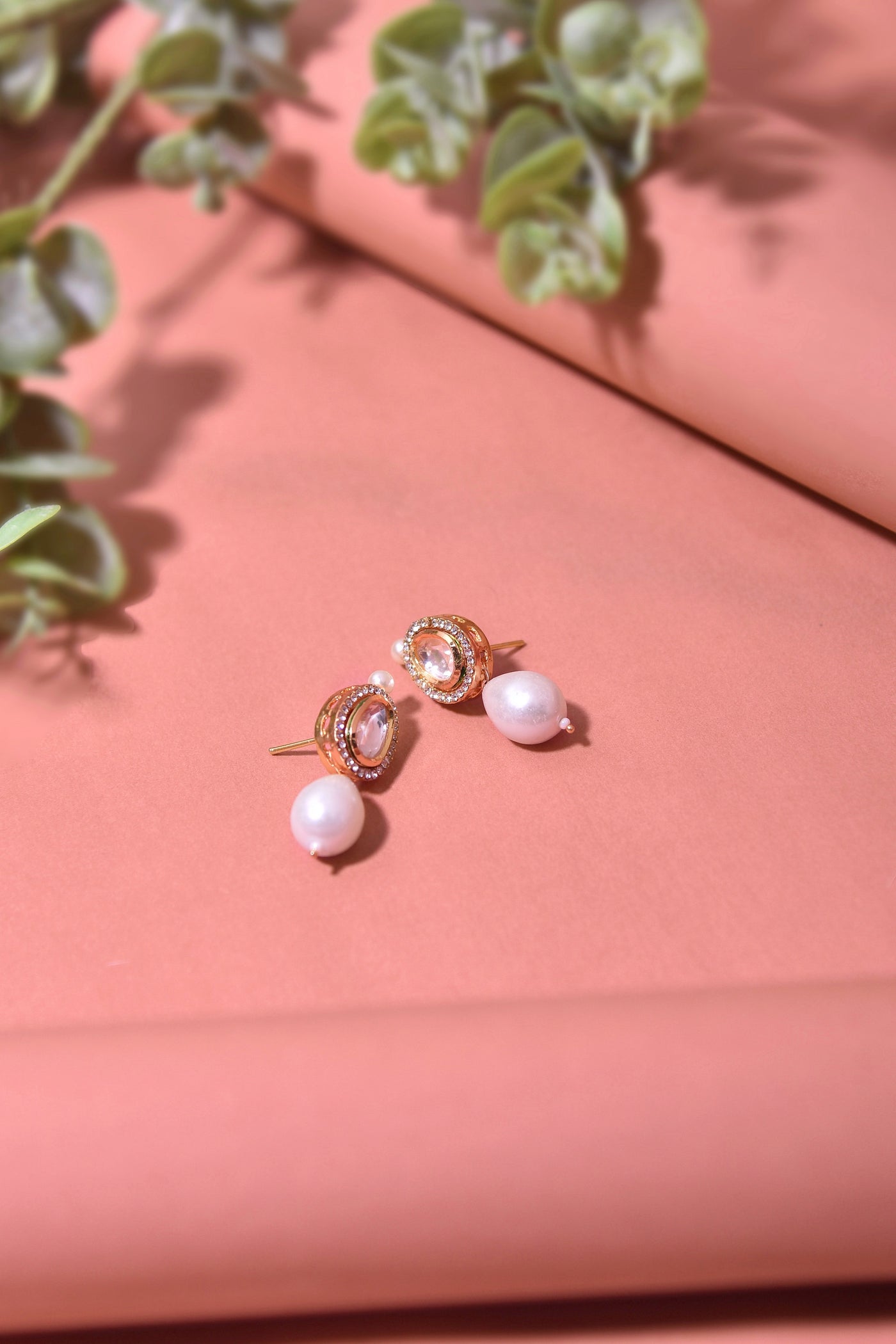 Vibha White Gold Plated Pearl Stud Earrings