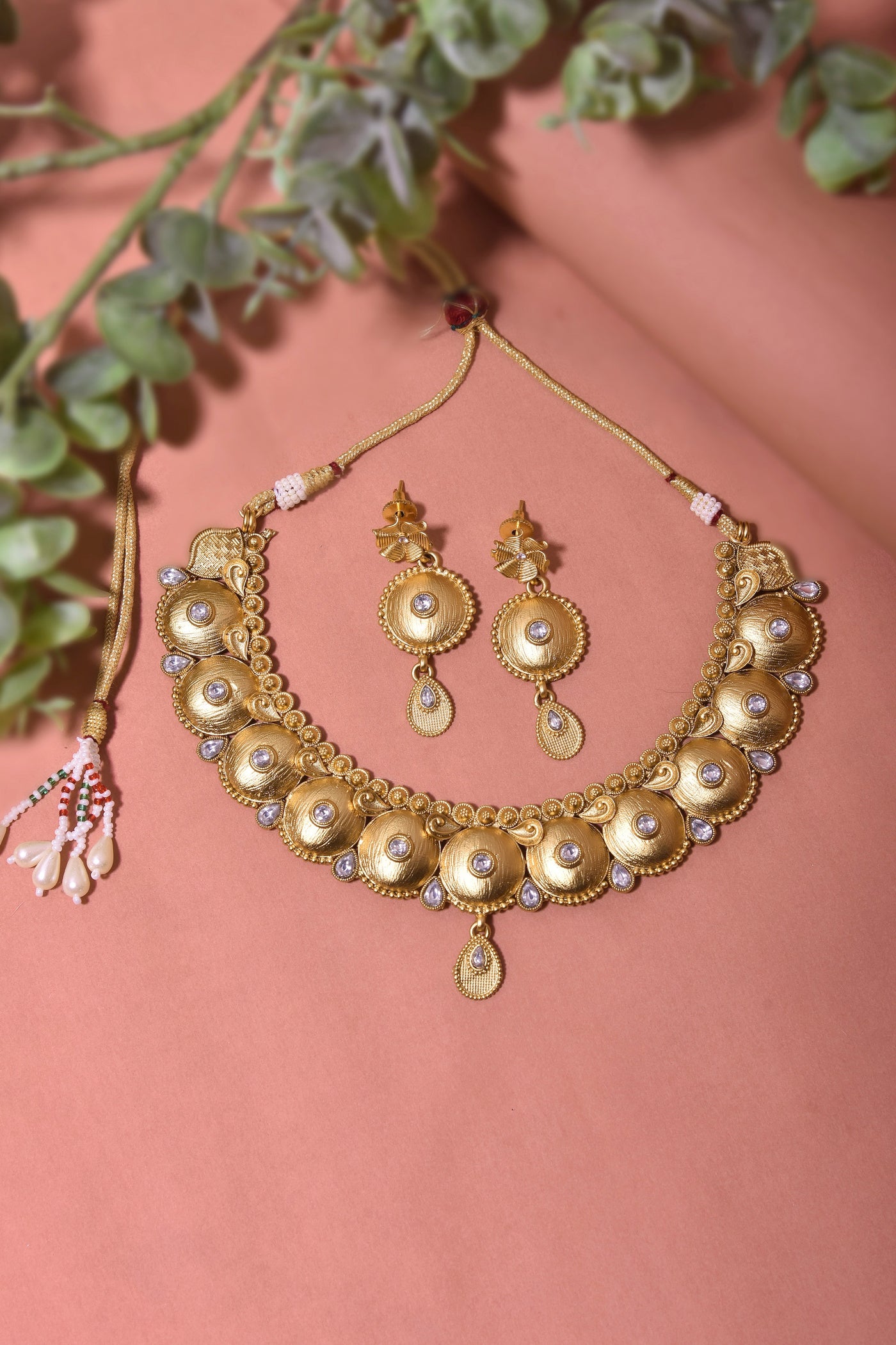 Dhiana Gold Plated Temple Necklace Set