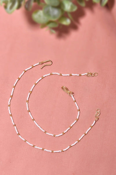 Arth White and Gold Pearl Anklets