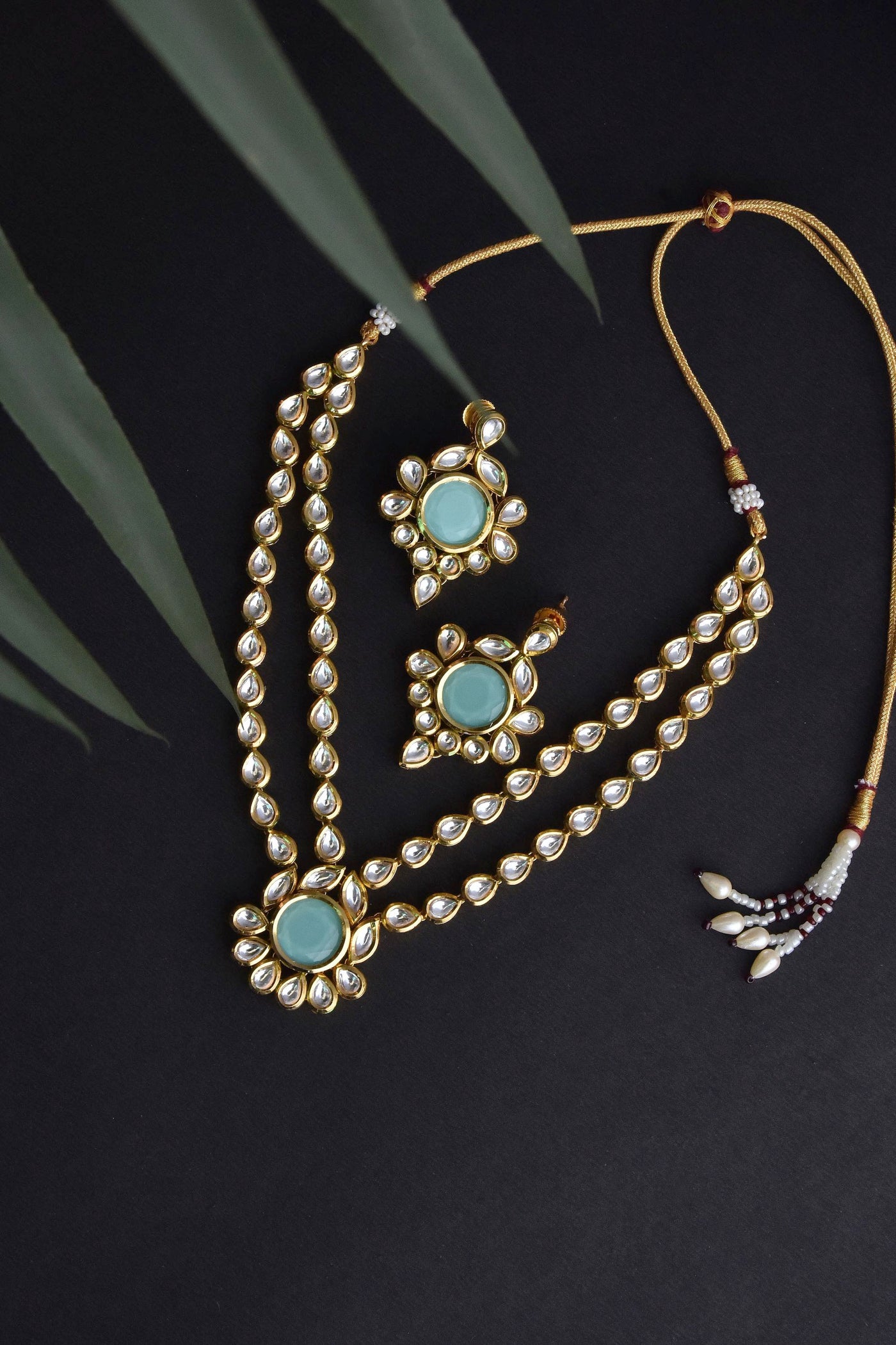 Noureen Mint Kundan Necklace Set
