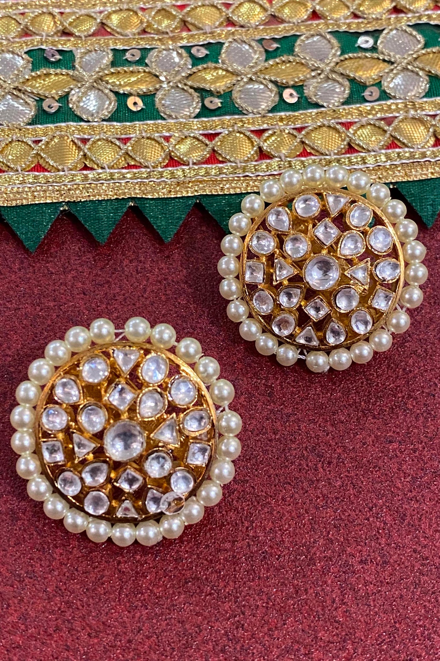 Ruwati Gold Plated Kundan Stud Earrings