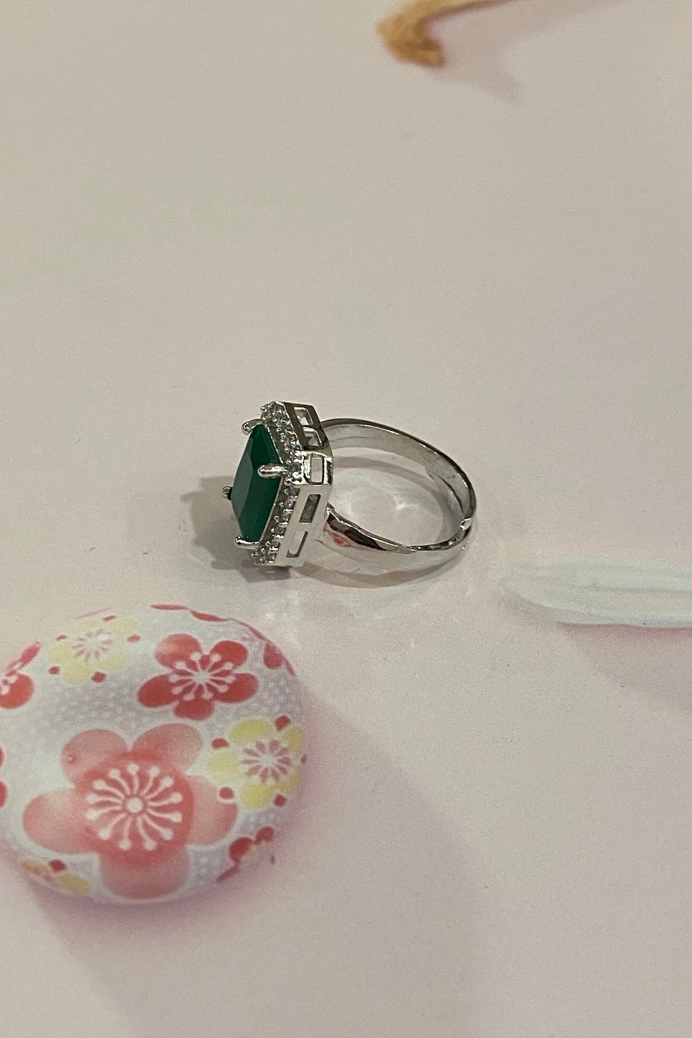 Alicia Silver Plated Zirconia Emerald Ring