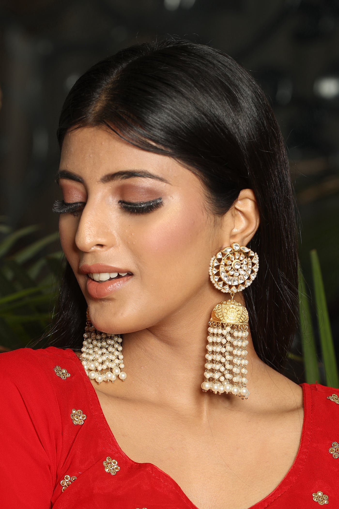 Golden Sun Gold Plated Kundan Jhumka Earrings
