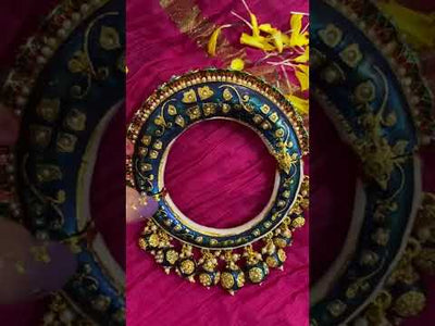 Gauri Gold Plated Blue Meenakari Jadau Kada