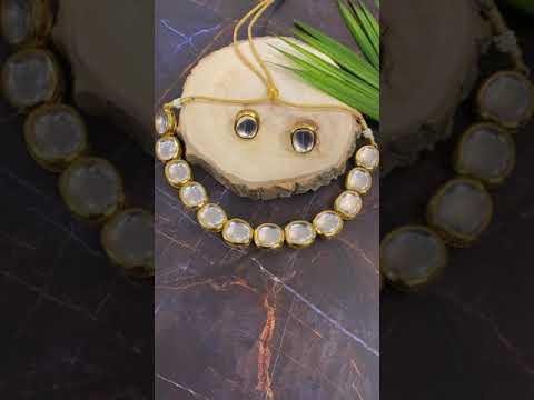 Gold Plated Kundan Choker Necklace Set's video