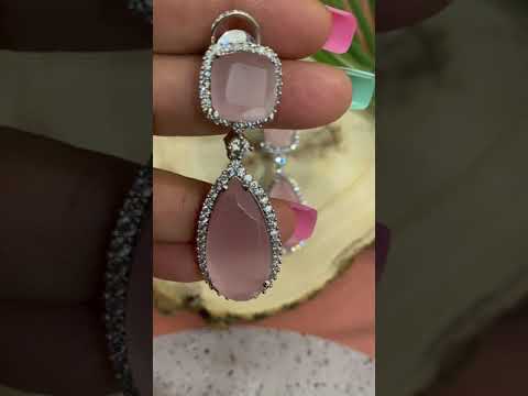 Fritzie Pink Silver Plated Zirconia Dangler Earrings
