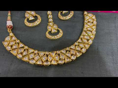 Chandara Gold Plated Kundan Short Necklace Set