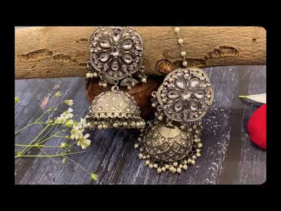 Lenape Silver Oxidised Jhumka Earrings